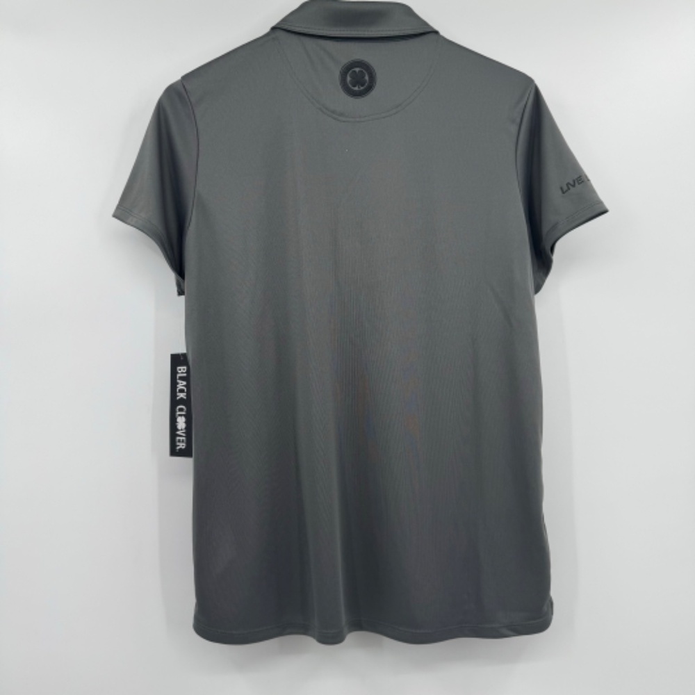 Black Clover Polo Shirt Women Large NEW Gray Golf Live Lucky Cosmopolitan LV - Picture 4 of 9